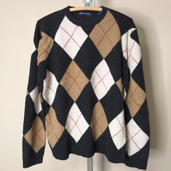 Grant Thomas Other - Grant Thomas Merino Wool Cashmere Blend Argyle Sweater Crew Neck L